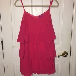 Francesca’s Coral shift Dress with ruffles